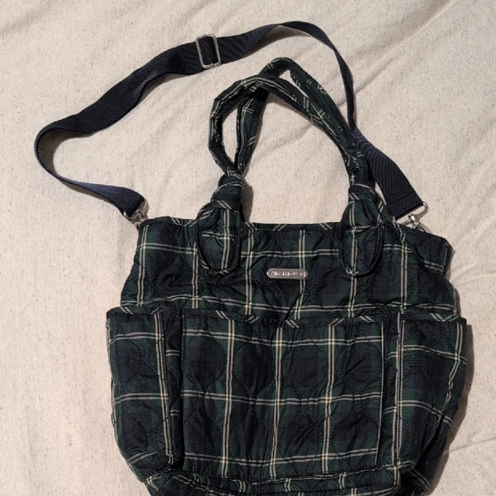 Chic Plaid Baby Bag in Black and Green